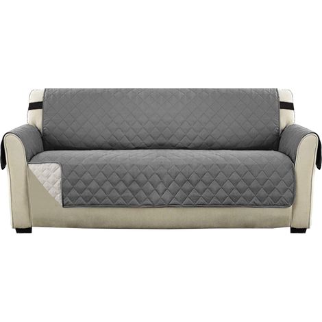Housse Réversible Double Face Pour Canapé Matelassé, Luxury Extra, Doux, À L'eau Avec Sangles De Fixation Élastiques, (Canapé Surdimensionné, Gris) (1/5)