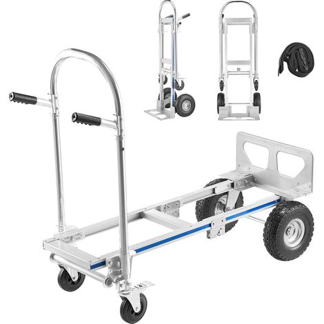 Diable de manutention 2-en-1, capacité 453,6 kg en mode 4 roues, convertible avec poignée antidérapante et roues, chariot portable pour déménagement, bureau, entrepôt, supermarché. (1/5)