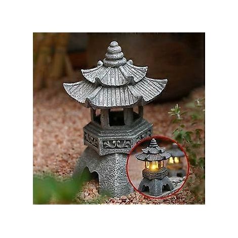 Solar Pagode Laterne Statue Gartendekoration Rasendekoration Leuchtende Vintage Pagode (1/4)