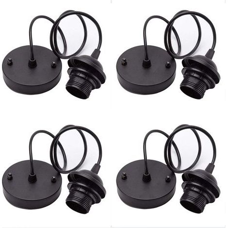 4 pièces Kit de Lustre VintagePorte Lampe Edison Vintage Avec Câble de 100mm Pour Suspension Ampoule,E27 (Noir) (1/5)
