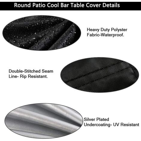 Housse imperméable pour petite table ronde, table de patio - Housse imperméable pour seau à glace - Noir (52 x 58 cm)