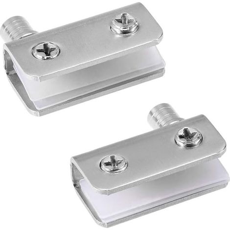 Stainless steel glass door hinges with swivel clamp for 5-8 mm glass – Adjustable frameless cabinet hardware set (1/5)