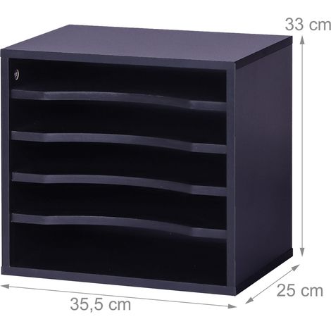 Portadocumenti moderno 5 scomparti 33 x 35,5 x 25 cm pratico e di design ufficio in PB nero 130017819