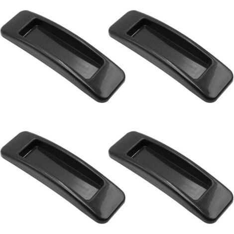 Morceau de poignée de porte coulissante en plastique autocollante pour armoires de portes et fenêtres avec pâte, noir (1/4)