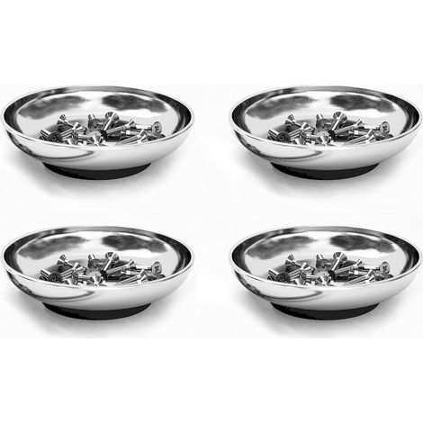 JUEGO 4 BANDEJA IMANTADA MAGNETICA REDONDA 150MM PARA TORNILLOS, (1/4)