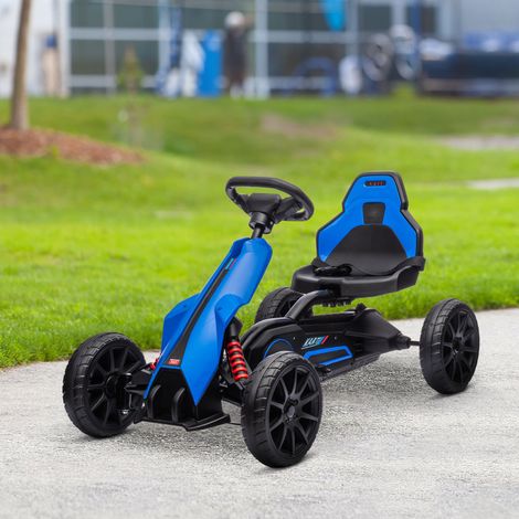 Go-kart elettrico da 12V per bambini dai 3 agli 8 anni, velocità 3-5 km/h, cintura di sicurezza, 100x58x58,5 cm, blu