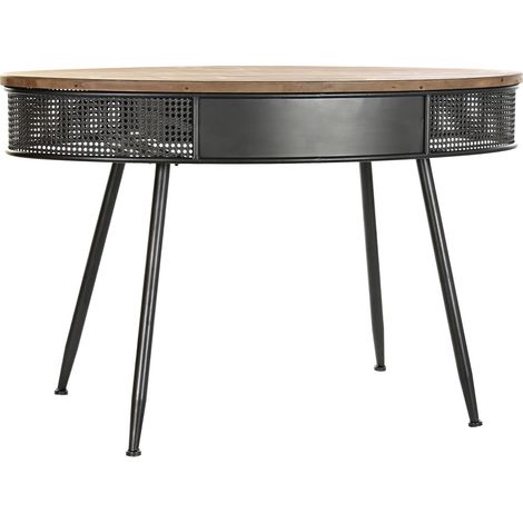 Console en bois de sapin naturel et métal noir - Longueur 120 x Profondeur 65 x hauteur 77 cm -PEGANE- (1/5)