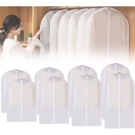 Sacs Transparent avec fermeture à Glissière 8 lot 60cm80/100/120/140cm Mottenfeste housses à vêtements ,Lavable, Anti-Poussière (1/5)