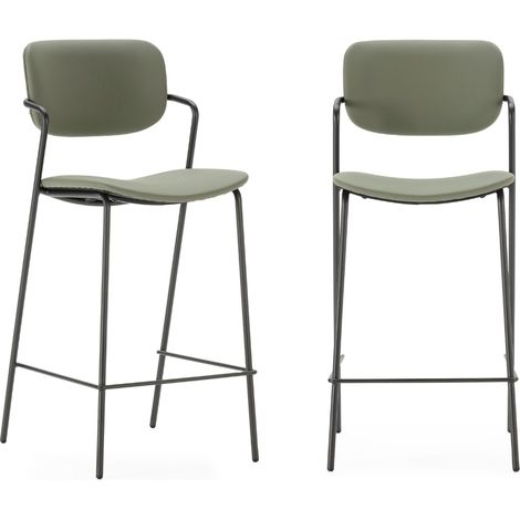 Set di 2 sgabelli con gambe in metallo nero H66 cm - MAIKA