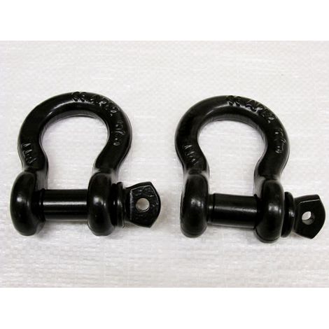 x2 1.5 Ton 7/16" x 1/2" Black Bow Shackles With Screw Pins - Tow Theatre 4x4 Lifting Tested 1500KG (1/2)