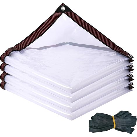 Bâche transparente avec œillets - 2 x 3 m - 160 g/m² - Imperméable à la poussière - Avec œillets - Résistante aux intempéries - Protection contre le vent et la pluie - Pour tonnelle et serre (1/5)