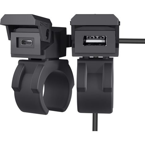 2-in-1-Motorradladegerät, Dual-Schnellladefunktion Typ C 30 W PD & USB 3.0, 10 V/24 V Lenkerbuchse, wasserdichtes Netzteil für Telefone/Tablets/GPS