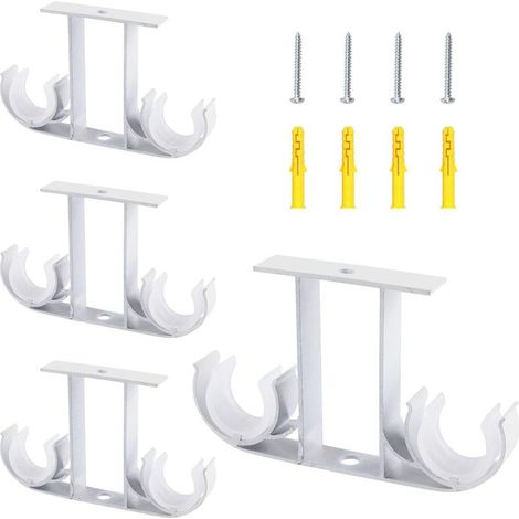 4er-Set Gardinenstangenhalterungen – Aluminiumlegierung – Doppelstange für Durchmesser von 23 mm bis 26 mm – Deckenmontage – Weiß – 12,5 x 7,6 x 1,7 cm (1/5)