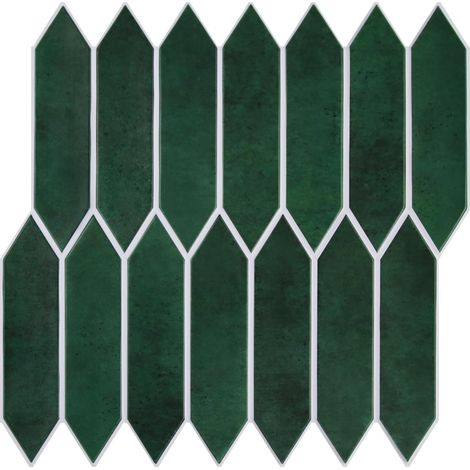 10 Pièces Credence Adhesive pour Cuisine Salle de Bain, Mat Vert Foncé, 30 x 30 cm, PVC, Carreaux Carrelage Adhesif Mural Cuisine Metro 3D Dalle Adhesive Murale ImperméAble (1/5)
