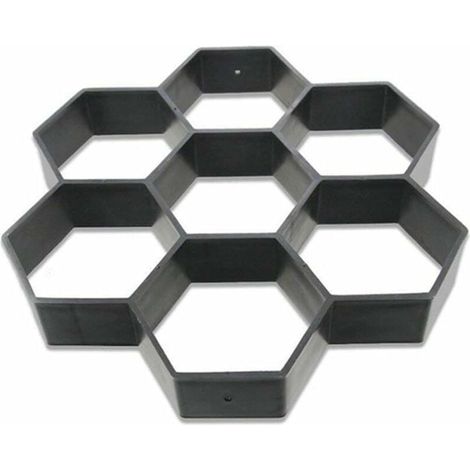 Molde hexagonal reutilizable para adoquines de hormigón, para aceras, entradas, patios, jardines y caminos (30 x 30 cm, negro) (1/5)