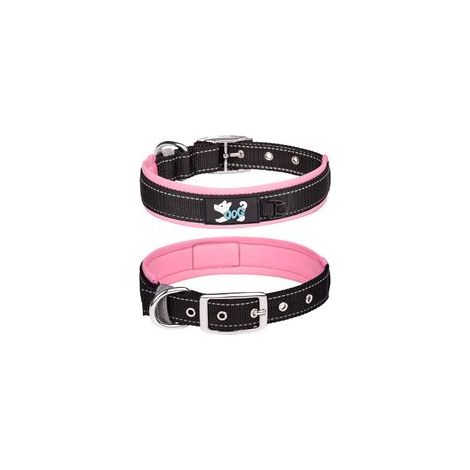 Collier pour chien, collier pour chien moyen et grand, collier pour animal de compagnie doublé en néoprène réfléchissant,rose (1/4)