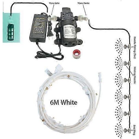 Kit de brumisation pour jardin avec pompe et filtre performants, 6 m, blanc (1/5)