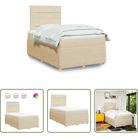 Matelas à ressorts ensachés - Sommier à lattes de lit avec matelas crème 120x190 cm tissu (1/5)