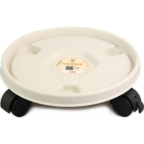 Plateau de transport épais avec roulettes, chassis rond, support de casserole mobile, roue universelle blanche 360° (1/5)