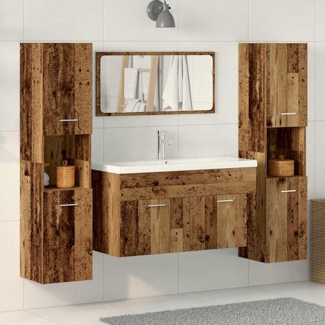 Ensemble de meubles salle de bain 4 pcs bois d'ingénierie (1/5)