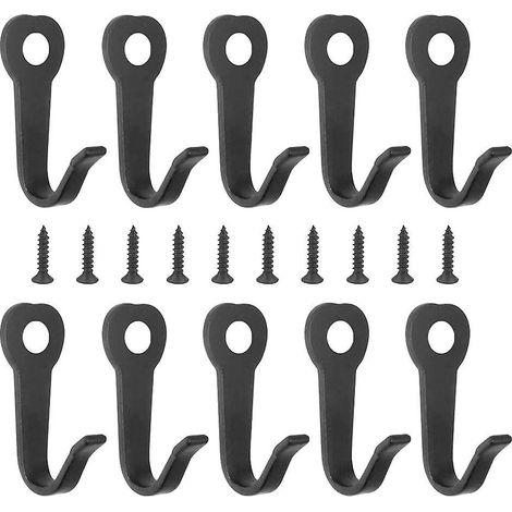 10 Pcs Crochet Visser Noir Mural Crochet Porte Manteau En Fer Rtro Crochet De Manteau Mtal Crochet Mtallique Avec 10 Vis Patre Peignoir Vintage (1/5)