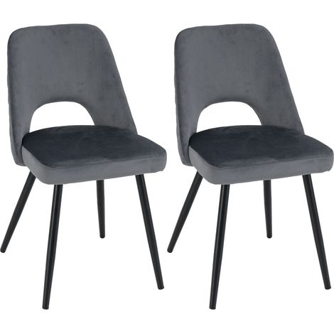 COSTWAY Dining Chair Set of 2 Upholstered Living Room Chair Adjustable Foot Pads (1/5)
