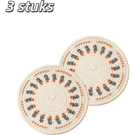 Juego de tres piezas: manteles individuales, posavasos, mezcla de algodón y lino, mantel individual resistente al calor, posavasos para tazas de té, anti-quemaduras, diámetro 24 cm, color beige. (1/5)