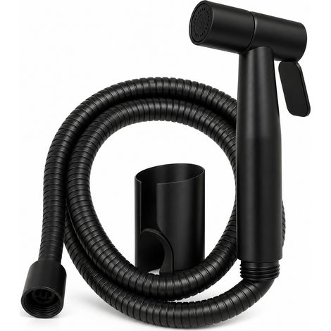 Doccetta WC inox nera kit 3 pezzi per toilette 21 cm (1/5)