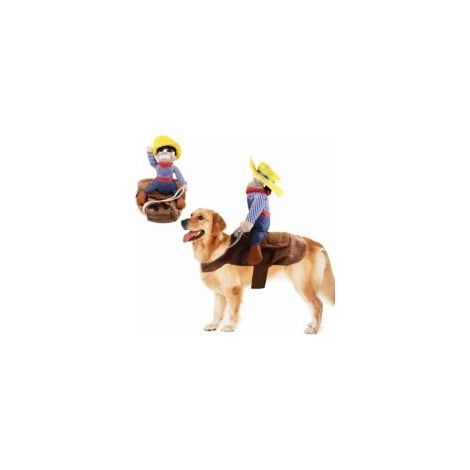 Costume de chien cowboy amusant – Vêtements cosplay pour animaux – Ajustable et confortable – Taille 40-50cm, cou 28-35cm – Yoyo (1/4)