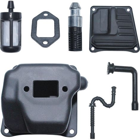 Silenciador de escape para Stihl MS440 MS460 044 046 W línea de filtro de aceite de combustible, silenciador de escape, cubierta delantera, junta de silenciador, filtro de combustible, línea de combus (1/5)
