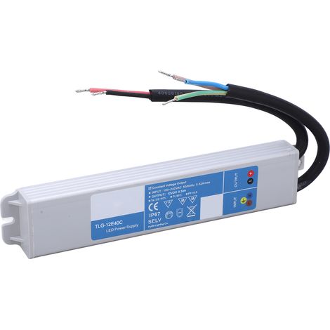 Alimentation LED étanche IP67, transformateur adaptateur pour éclairage LED, entrée externe 100-240 V CA ou 12 V CC, 40 W (1/5)