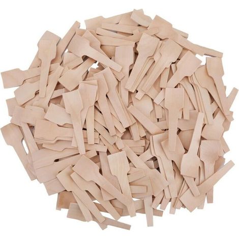 Bekith Lot de 300 mini cuillères en bois jetables pour travaux manuels, gommages à sucre biologique, dégustation et échantillonnage (1/4)