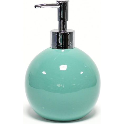 Distributeur de Savon Céramique Bullea Blanc Design Élégant 10,5 x 10,5 x 15,5 cm, Idéal pour Salle de Bain et Cuisine (1/4)