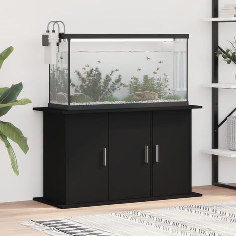 Le Poisson Qui Jardine – Meuble aquarium noir 101 x 41 x 58 cm – Bois d'ingénierie traité – 3 portes – Support solide et stable avec fixation murale incluse (1/5)