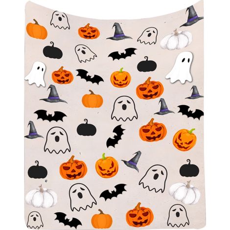 Couverture Flanelle Fantôme Halloween - 130 x 150 cm - Pour Canapé Lit Pique-Nique - 1 Pièce (1/4)