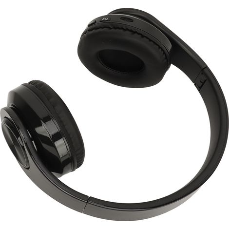 Écouteurs Bluetooth multifonctions HiFi stéréo RGB avec éclairage dégradé de couleurs, pliables et dotés d'une prise jack, noirs. (1/5)