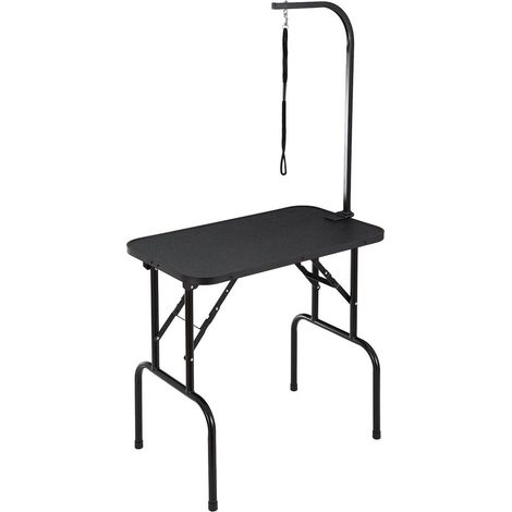 Table de Toilettage Pliable pour Chiens avec Bras Réglable Corde et Étagère Charge 99,8 kg 80,8x46 cm Noir (1/5)