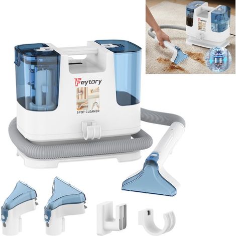 Multi-surface cleaner and stain remover, 11000 RPM motor, water-air separation system, compact for home and automobile.