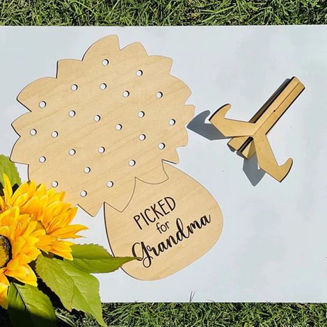 Plateau en bois à monter soi-même pour la fête des mères, support pour bouquet de fleurs, cadeau pour maman (fleurs non incluses). (1/5)