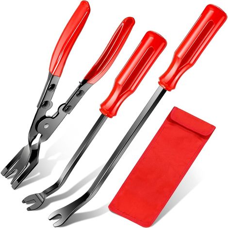 3-teiliges Set – Werkzeugset zum Entfernen von Autopolstern – Werkzeugset zum Entfernen von Autoclips und Befestigungselementen – Nietenentferner – Hebelwerkzeug-Reparaturset mit Aufbewahrungstasche – (1/5)