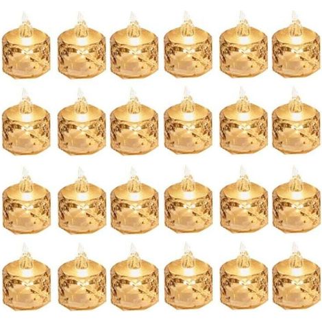 24 Bougies Chauffe-Plat à LED Sans Fumée Piles pour la Saint-Valentin, les Mariages, Tables Manger (3,6 X 5 cm)