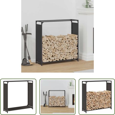 vidaXL Kaminholz - Brennholzregal Schwarz 90x28x90 cm Kaltgewalzter Stahl (1/5)