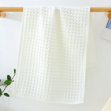 Filiyano-Serviette gaufrée en pur coton, absorbante et à séchage rapide, blanche / 35 x 80 cm (1/3)