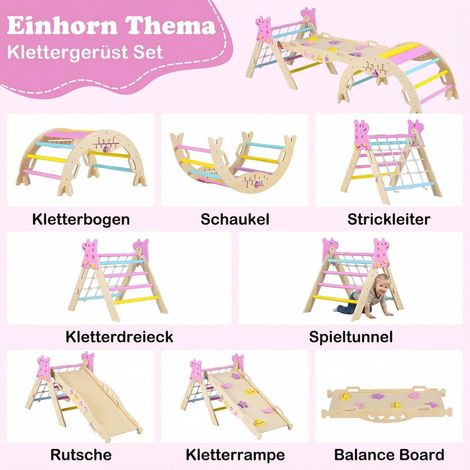 Juego de escalada de madera Montessori con triángulo y rampa