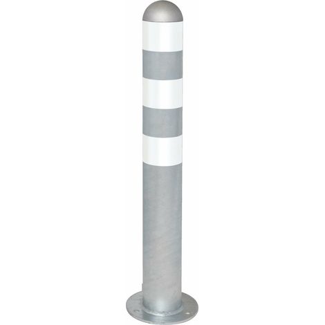 MORAVIA Schutzpoller Stahl H 800 mm feuerverzinkt Alu-Kappe weiße Reflexringe (1/2)