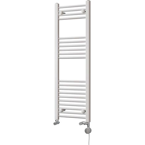 Zennor - White Dual Fuel Towel Rail H1200mm x W400mm Thermostatic - Straight (1/3)