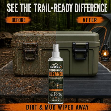 KineShineX Camping Gear Multi-Surface Cleaner for Outdoor Tables, Chairs, Gear Cases, and Camping Supplies - Mud and Stain Removal (1/4)