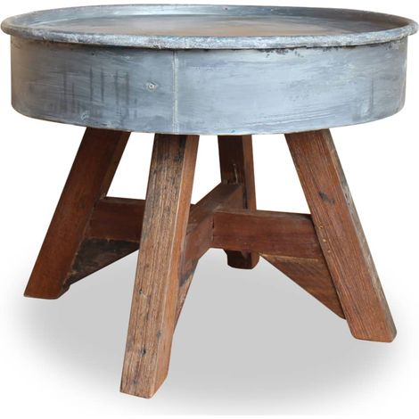 Table basse de salon, Table Café, Bois de récupération massif 60 x 45 cm Argenté OIB2339E (1/5)