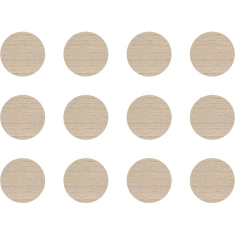 12x Cache vis adhésif autocollant diamètre 40mm protection bouchon trou obturateur meuble table chaise maison, Hêtre clair