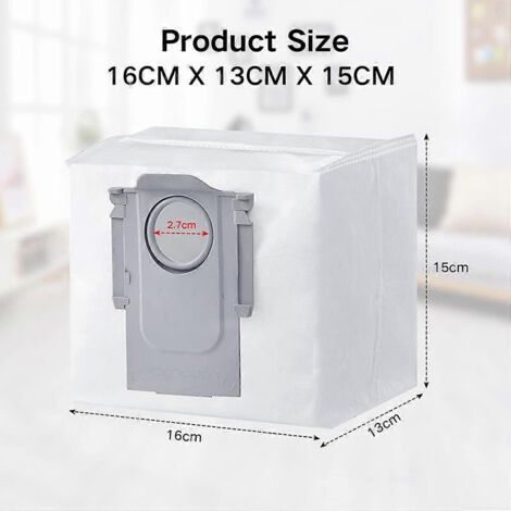 NALOOKAMIC Sac à poussière pour aspirateur robot Roborock Q5+ S7 MaxV Ultra, sac Acuum grande capacité 3 L compatible (4 pièces)